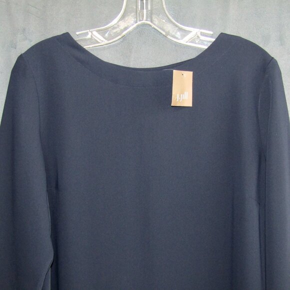 J Jill Wearever Easy Care Navy Blue Knit Tunic 3/4 Sleeve Top Size S New Tag - Picture 2 of 9